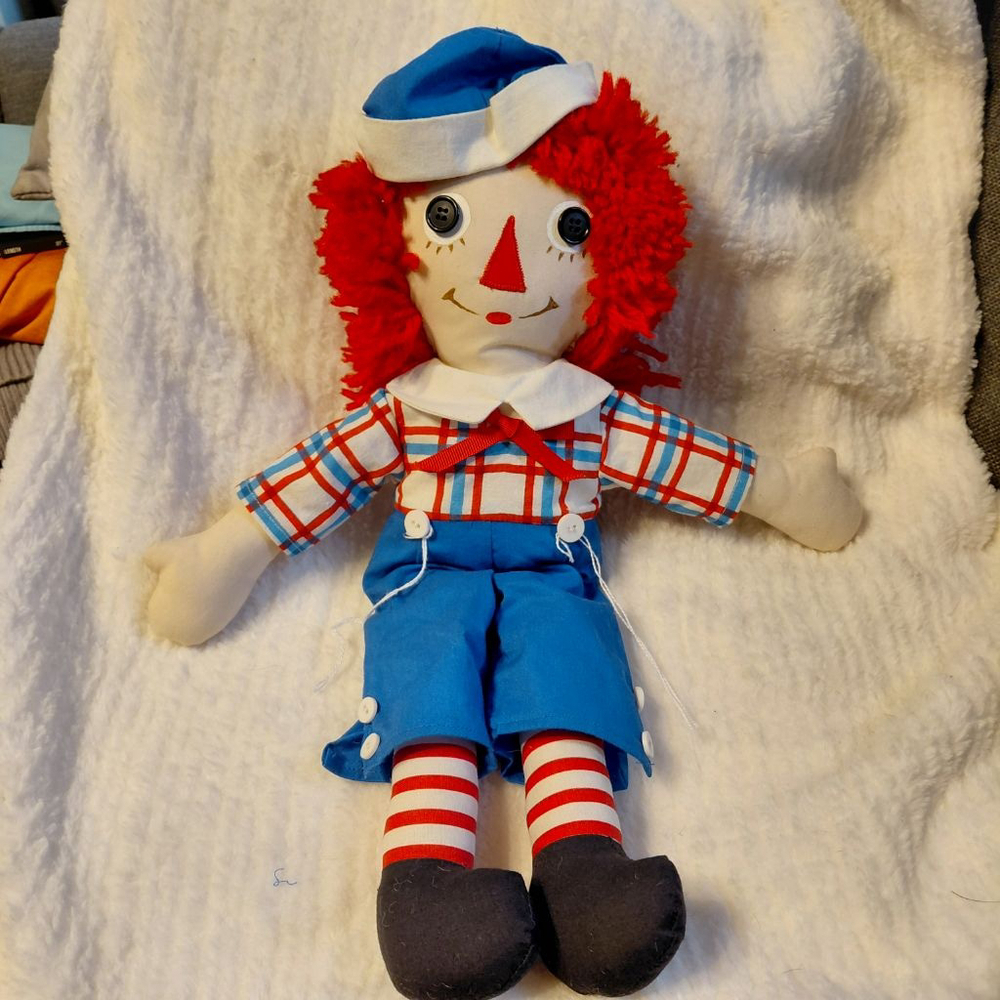 Vintage Raggedy Ann Doll Blue Red - Picture 5 of 5